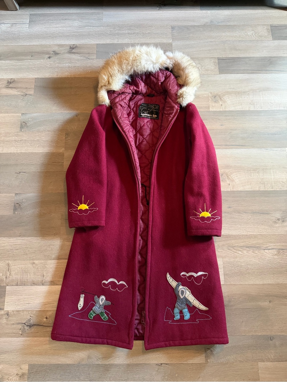 Vintage Northern Sun Wool Coat with Fur Trim